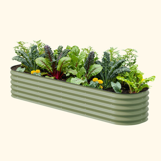 Modular 17-inch tall metal raised garden bed kit with nine interlocking panels for large backyard planting