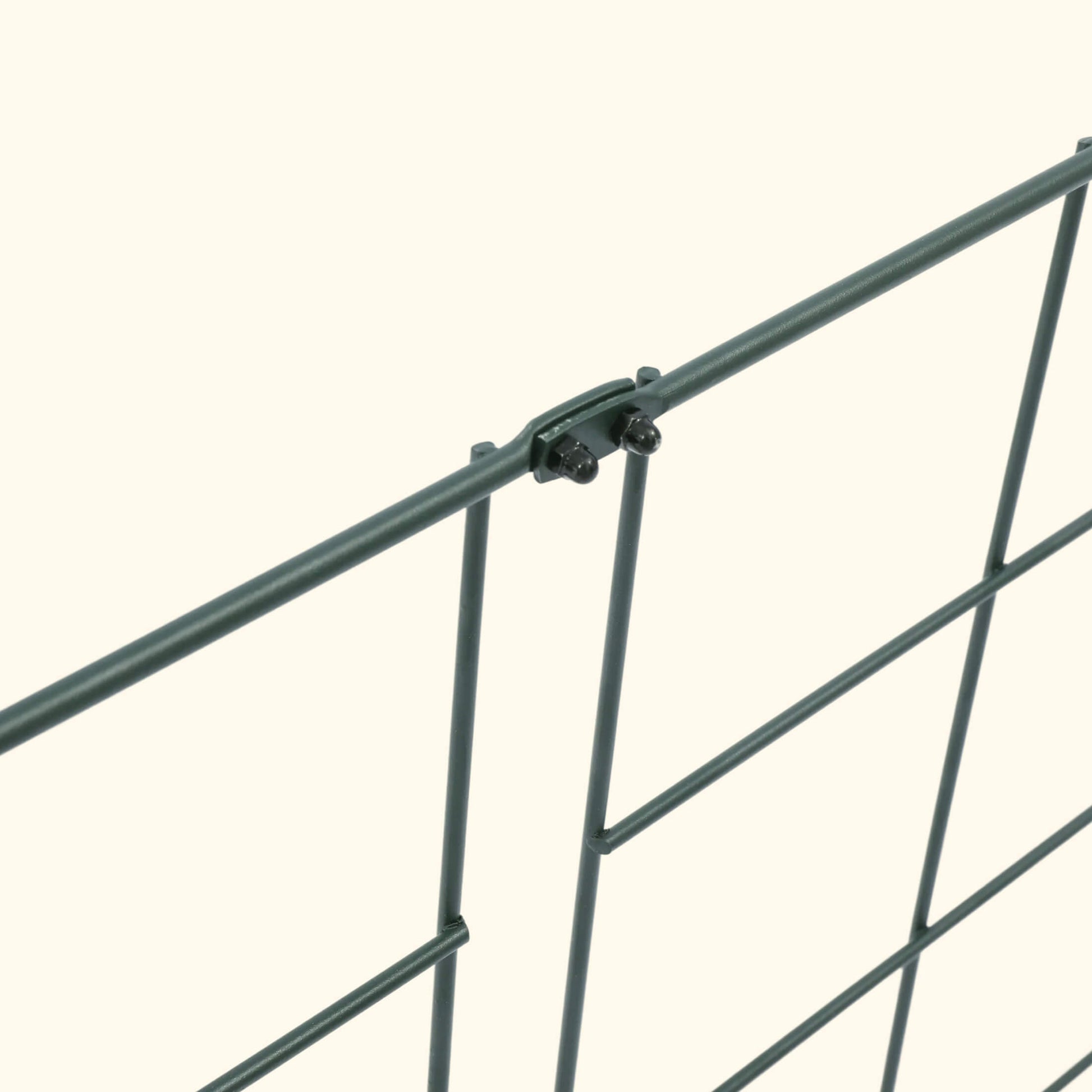 Two wooden A-frame garden trellises set up in a backyard with climbing vines and potted plants nearby