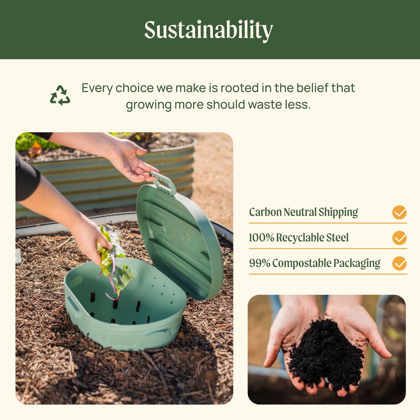 17-inch tall modular 6-in-1 metal raised garden bed kit assembled in a rectangular layout with soil and seedlings