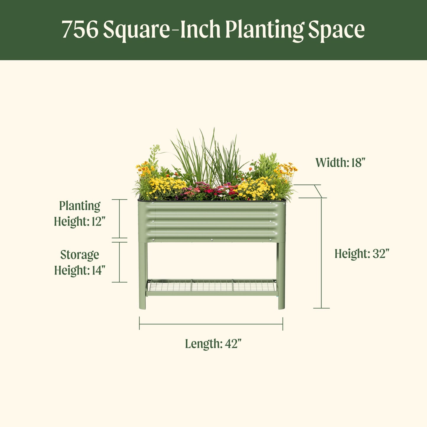 Slim elevated wooden garden bed 1.5' x 3.5' with slatted sides and raised legs for compact patio planting