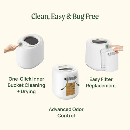 Compact stainless steel countertop compost bin with swing lid and charcoal filter for kitchen scraps
