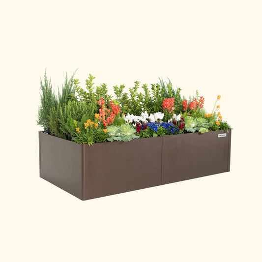 17-inch tall metal raised garden bed 42x83 inches with clean rectangular frame for planting vegetables and flowers