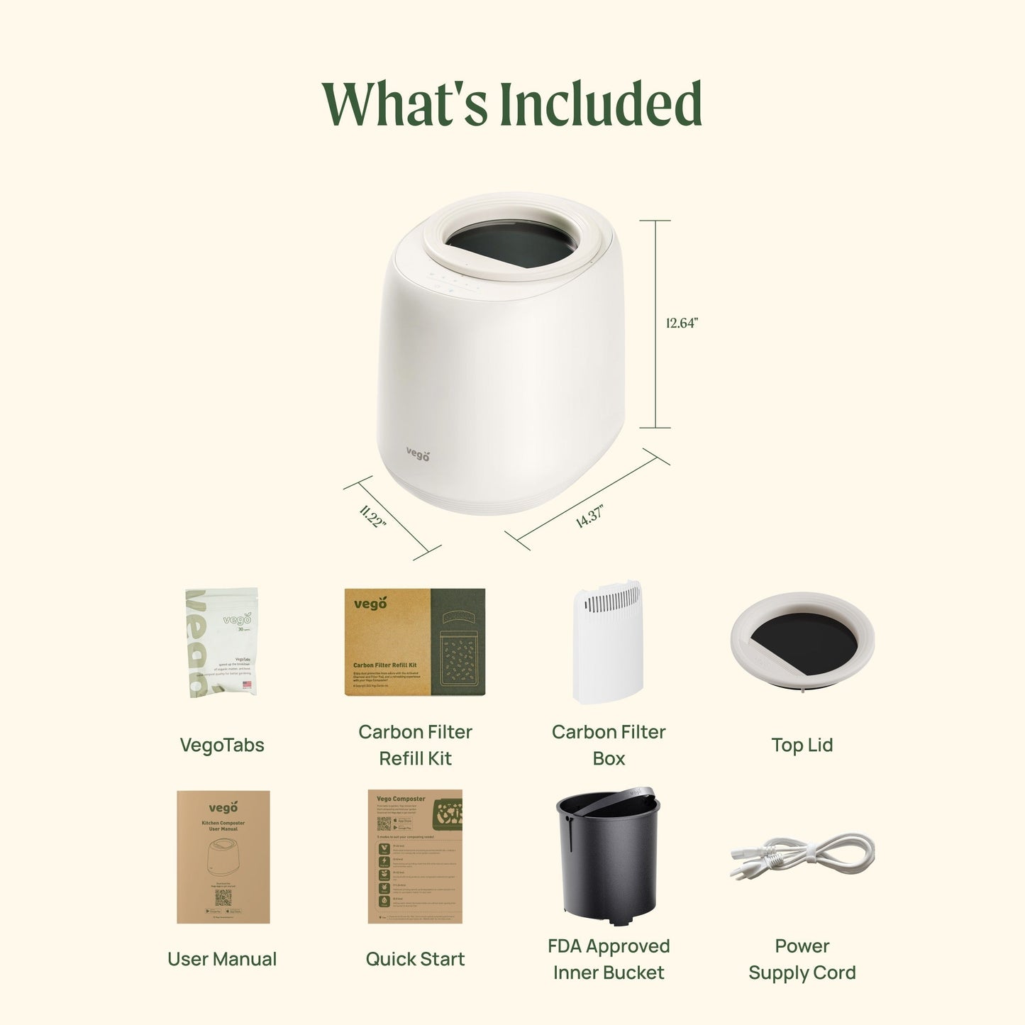 Compact countertop compost bin with wooden lid and charcoal filter beside a bowl of vegetable scraps on a kitchen counter