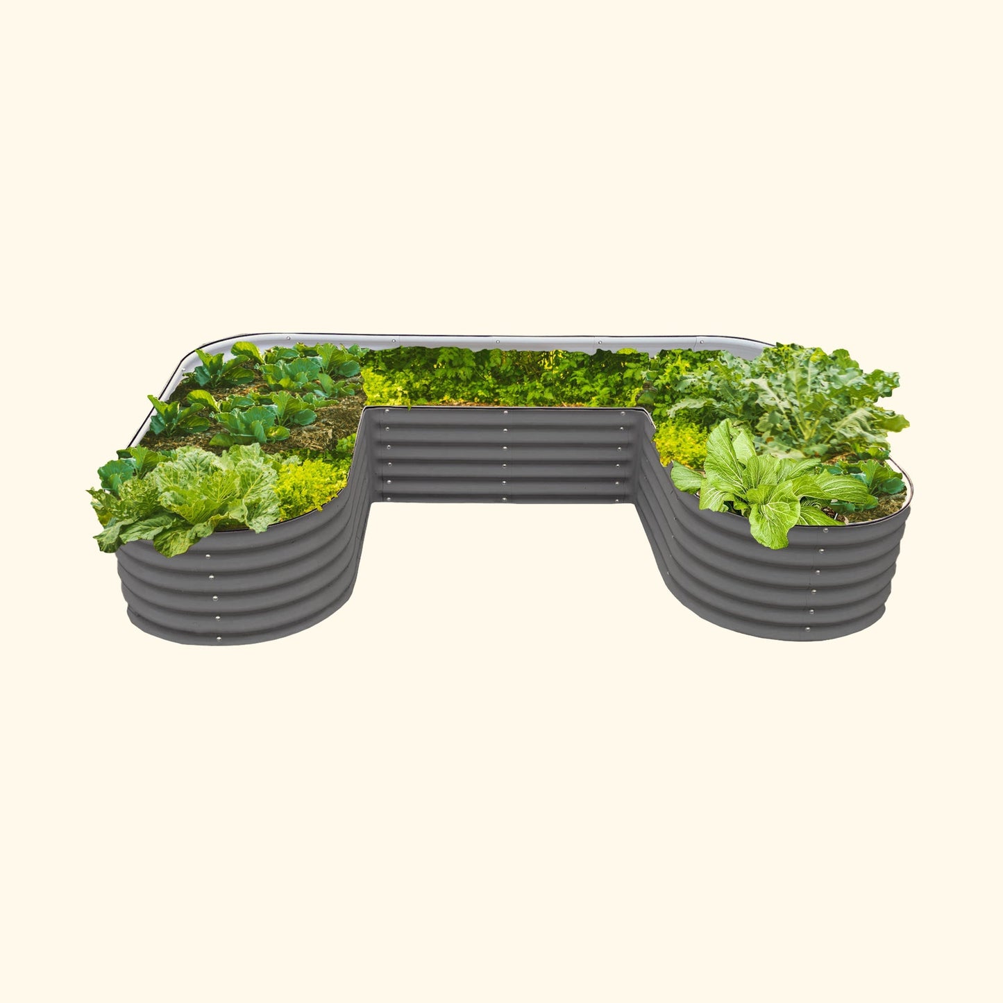 U-shaped 17-inch raised garden bed kit in natural cedar with corner supports and integrated planting space