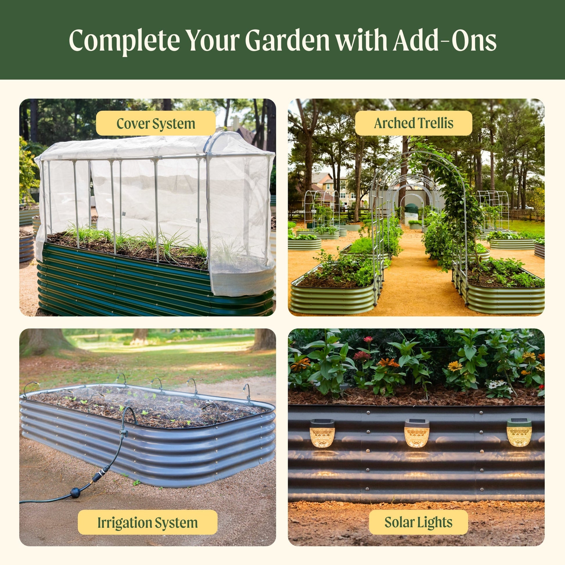 Extra-tall 32-inch modular metal raised garden bed with multiple sections for deep planting and easy assembly